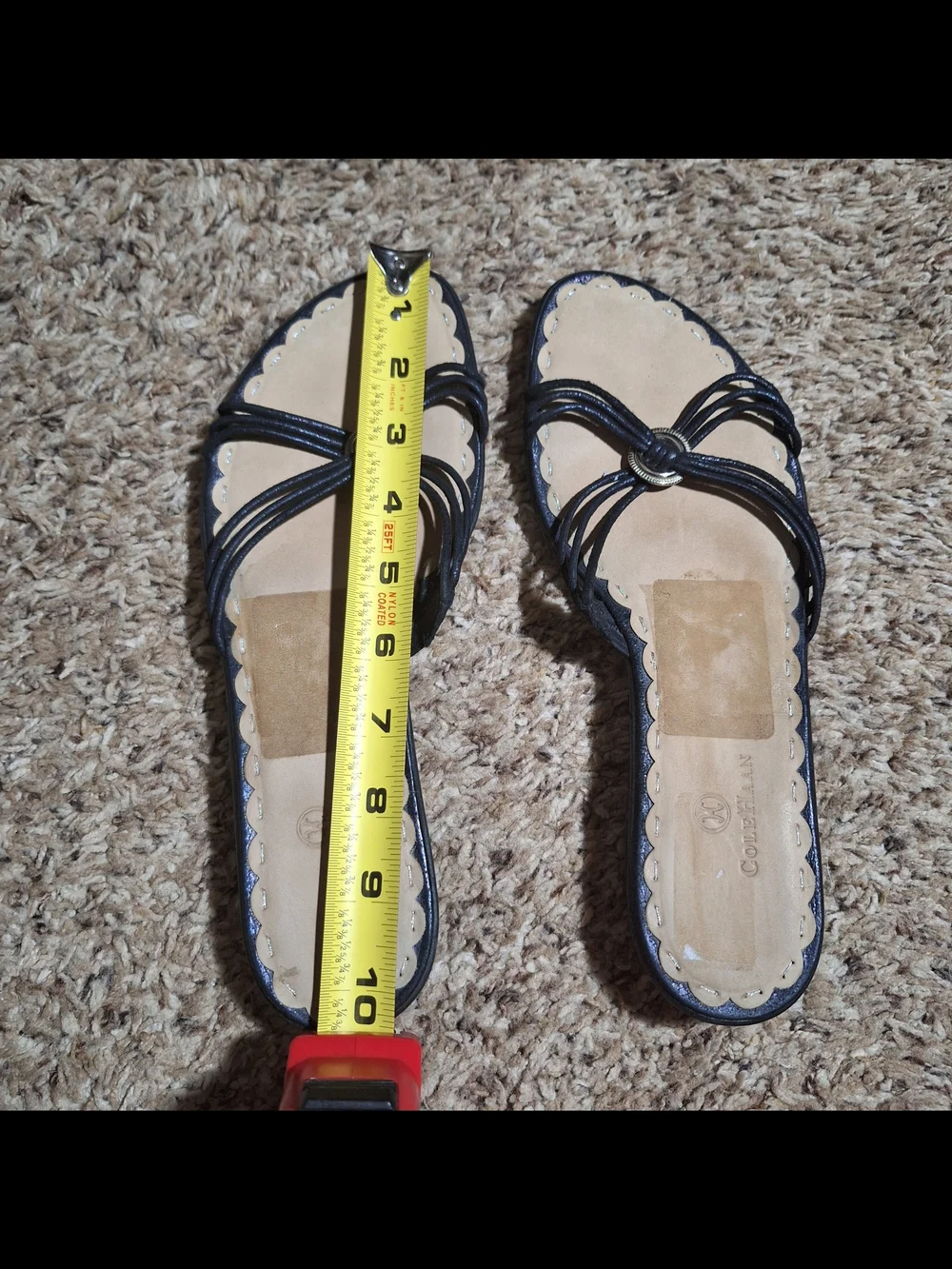 Cole Haan Nike Air Strappy Scalloped Slide Sandals Size 8.5 Black Metallic - Picture 8 of 8